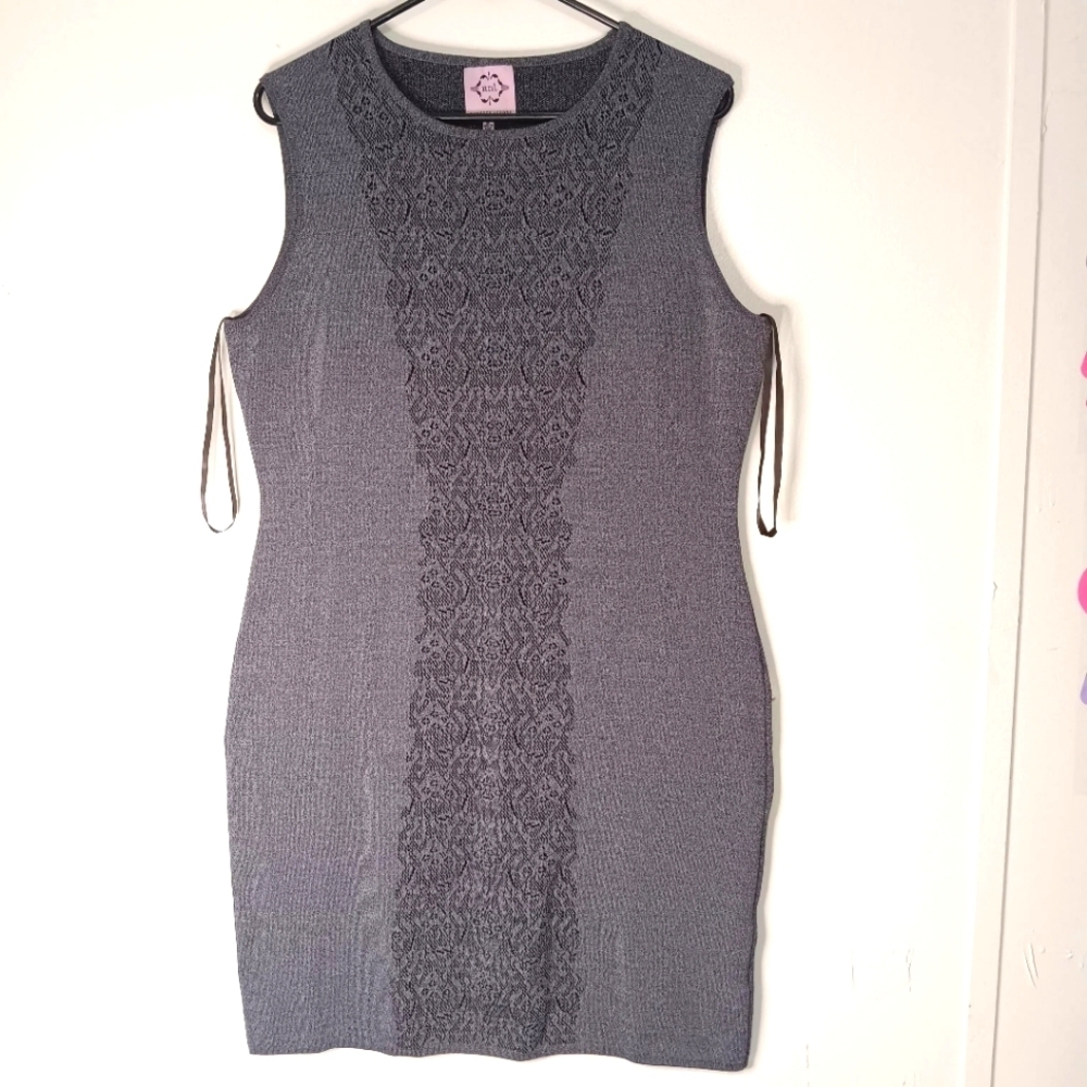 Nanette Lepore Pencil Mini Dress, Full Stretch, Size Xl, Knit, Grey.